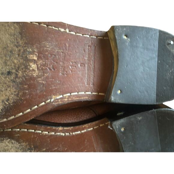 Brooks Brothers Tie Brown Dress Shoes Leather Work Round Split Toe Size 11D - Picture 6 of 7